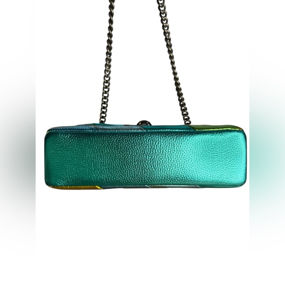 Kurt Geiger Metallic Green and Gold Gradient Shoulder Bag with Chain Strap - Picture 5 of 10